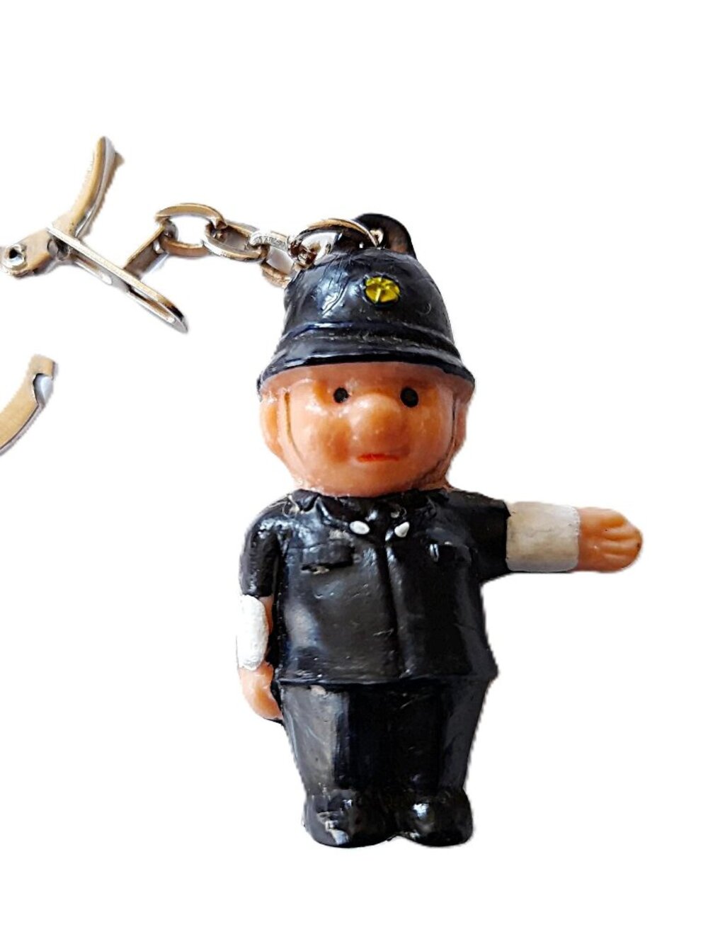 Vintage British Policeman Bobby Keychain Rubber Made in Hong Kong